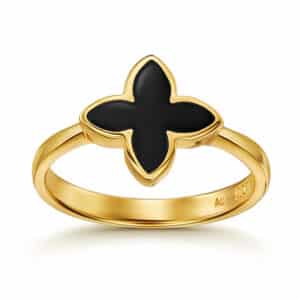 Ring „Coslada“ aus 925er Sterling Silber, goldplattiert mit Onyx