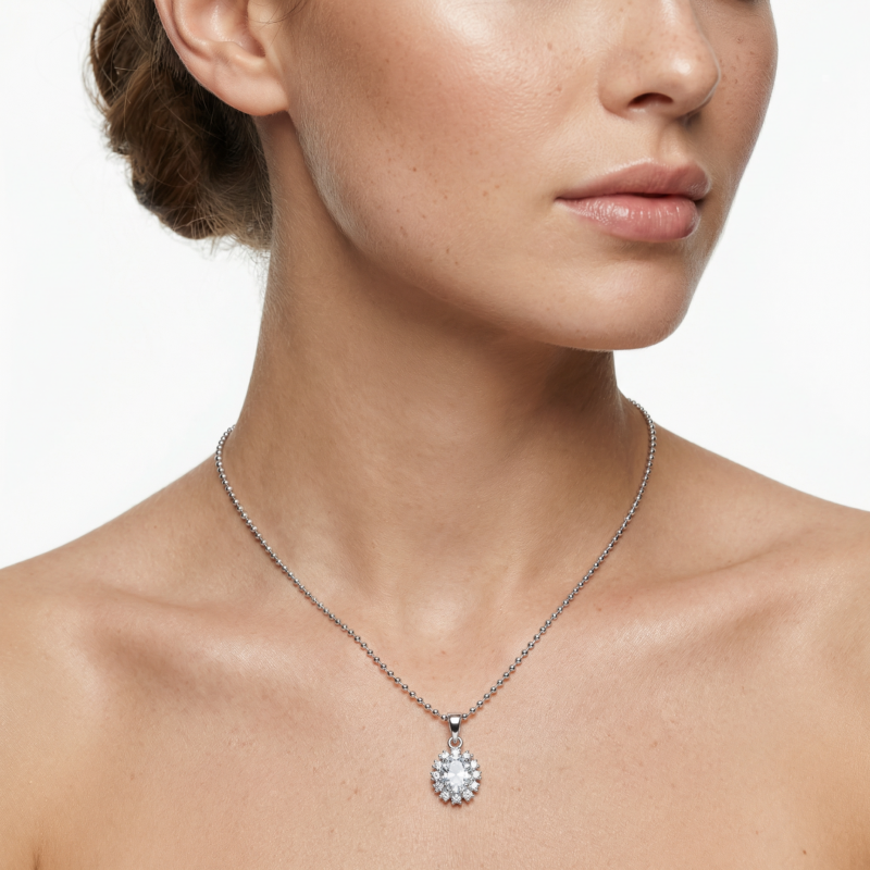 Kette "Princess White" aus 925 Sterling Silber mit Zirkonia