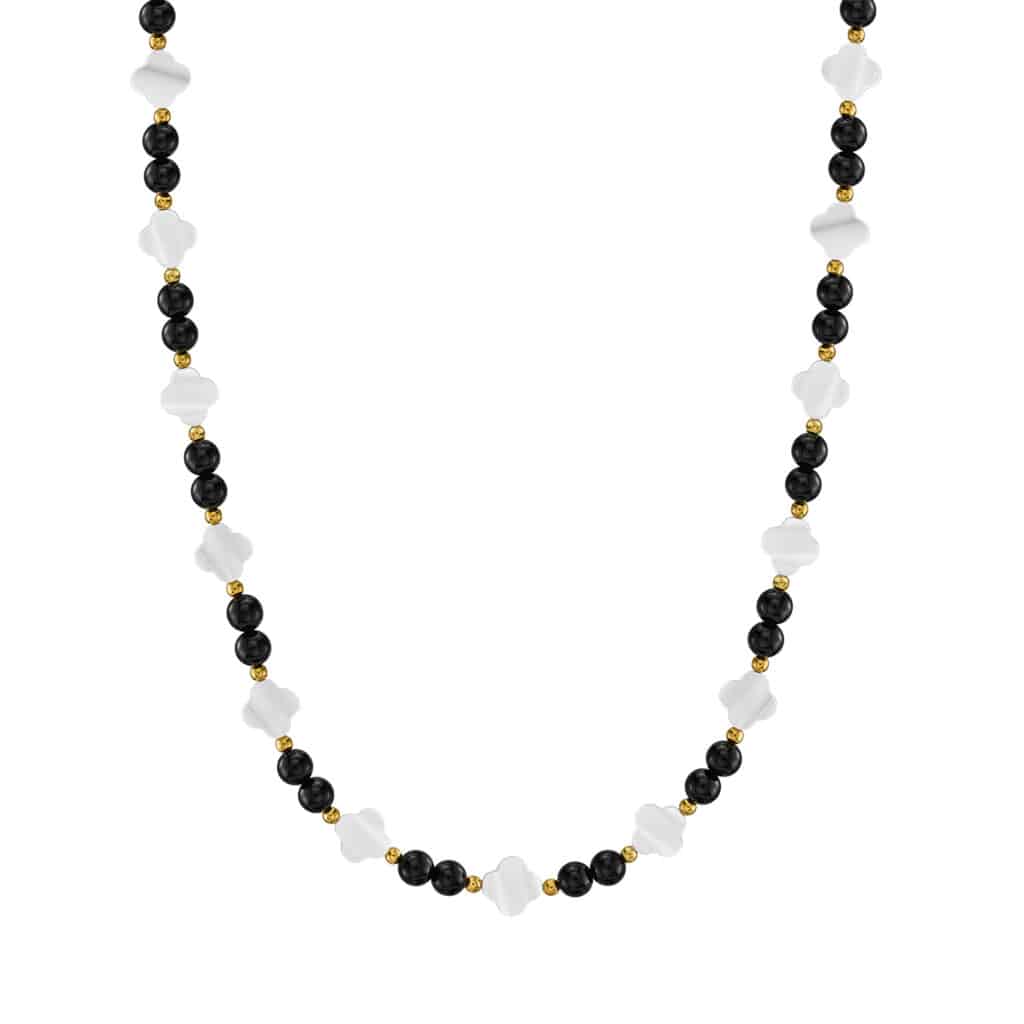 Kette „Ernestina“ aus 925 Sterling Silber, goldplattiert, mit Perlmutt
