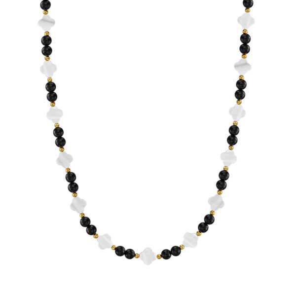 Ernestina Perlmutt Kleeblattkette mit 925 Sterling Silber goldplattiert