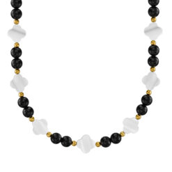 Alternative view of Ernestina Perlmutt Kleeblattkette mit 925 Sterling Silber goldplattiert