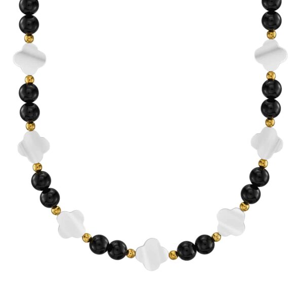 Alternative view of Ernestina Perlmutt Kleeblattkette mit 925 Sterling Silber goldplattiert