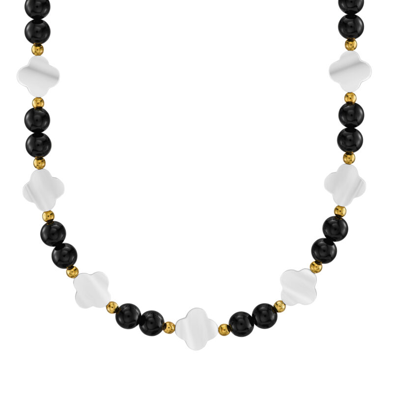 Alternative view of Ernestina Perlmutt Kleeblattkette mit 925 Sterling Silber goldplattiert