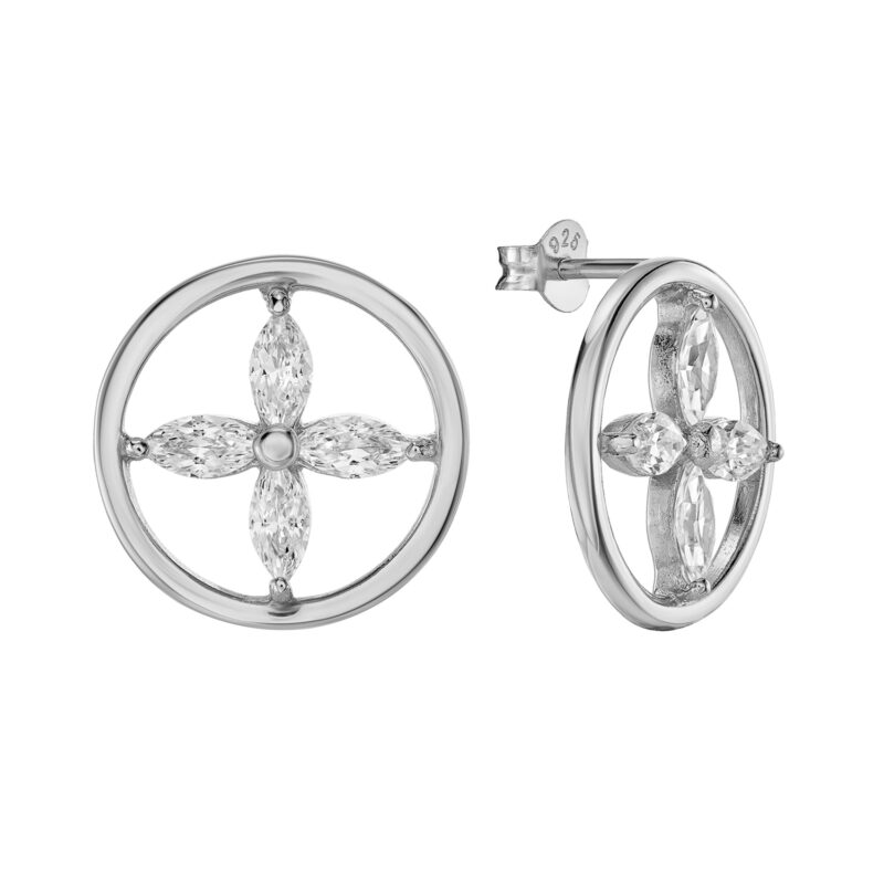 Ohrringe „Eleni“ mit Kreis-Design aus 925er Sterling Silber & Zirkonia