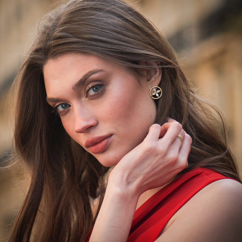 Alternative view of Ohrringe „Eleni“ mit Kreis-Design aus 925er Sterling Silber, goldplattiert & Zirkonia