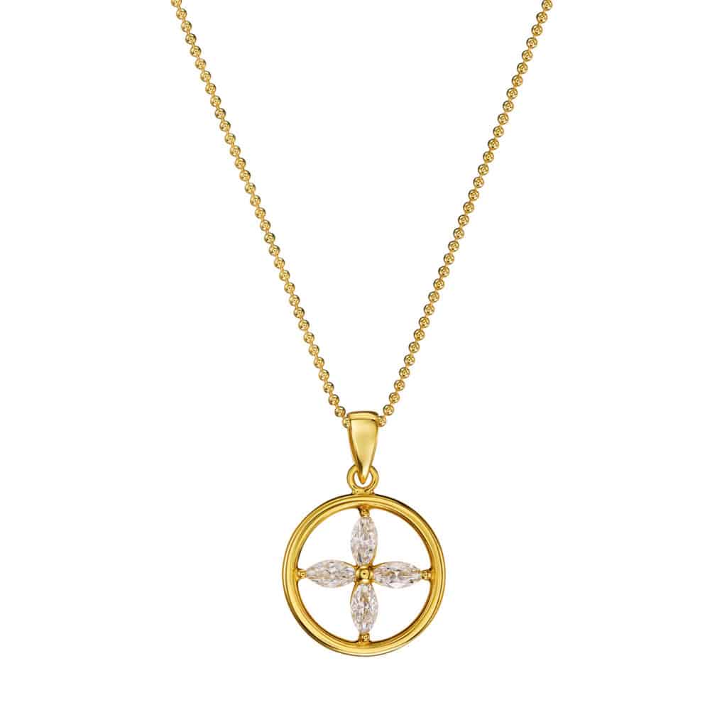 Kette „Eleni“ mit Kreis-Design aus 925er Sterling Silber, goldplattiert & Zirkonia