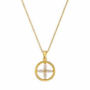 Kette „Eleni“ mit Kreis-Design aus 925er Sterling Silber, goldplattiert & Zirkonia