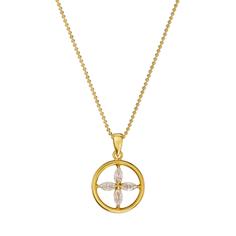 Kette „Eleni“ Kreis aus 925er Sterling Silber, goldplattiert & Zirkonia