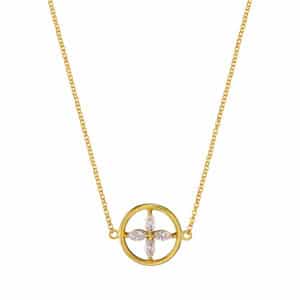 Kette „Eleni“ mit Kreis-Design No. 2 aus 925er Sterling Silber, goldplattiert & Zirkonia