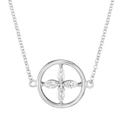 Alternative view of Kette Kleeblatt Eleni Kreis2 925 Sterling Silber Zirkonia