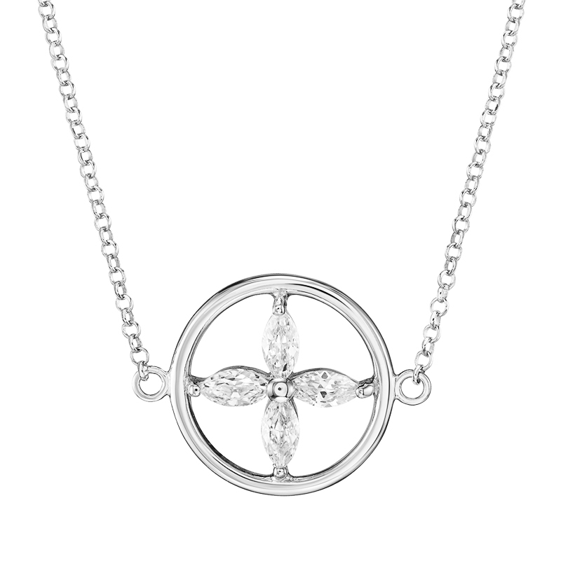 Kette Kleeblatt Eleni Kreis2 925 Sterling Silber Zirkonia – Bild 2