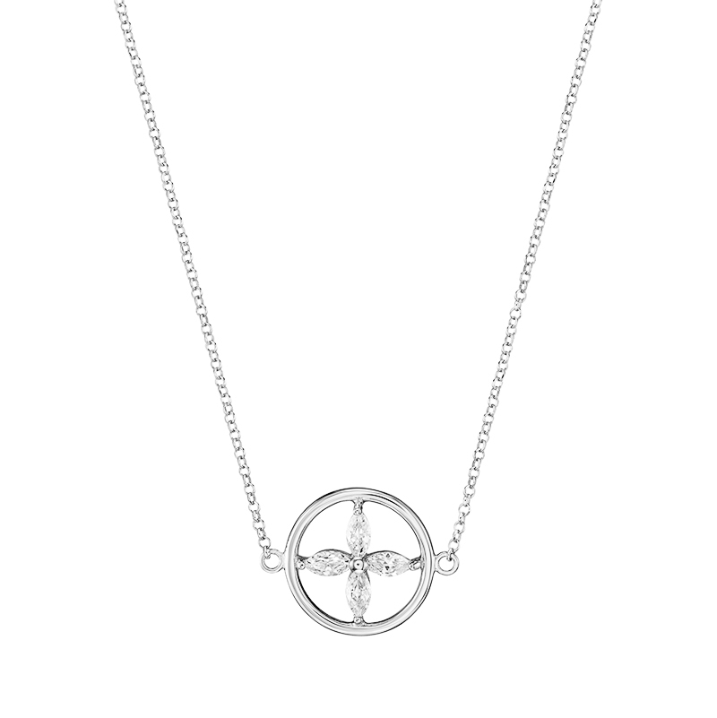 Kette Kleeblatt Eleni Kreis2 925 Sterling Silber Zirkonia