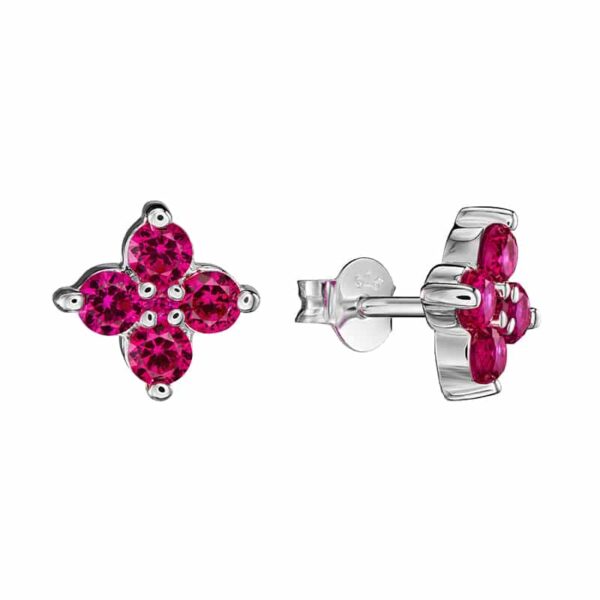 Ohrringe "Lore" aus 925 Sterling Silber, roter Zirkonia