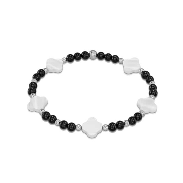 Ernestina Perlmutt Kleeblattarmband mit 925 Sterling Silber