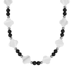 Alternative view of Ernestina Perlmutt Kleeblattkette mit 925 Sterling Silber