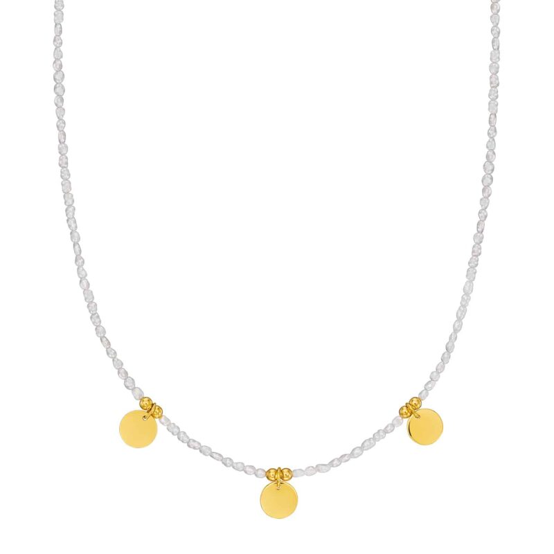 Alternative view of Kugelkette „Anthea“ mit Süßwasserperlen aus 925er Sterling Silber, goldplattiert