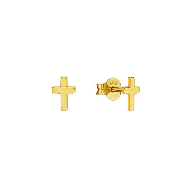 Ohrringe Mini Kreuz 925 Sterling Silber goldplattiert