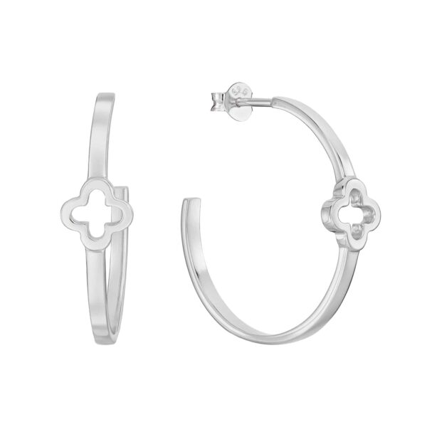 Halbcreolen „Sarah“ mit 1er-Kleeblatt aus 925er Sterling Silber