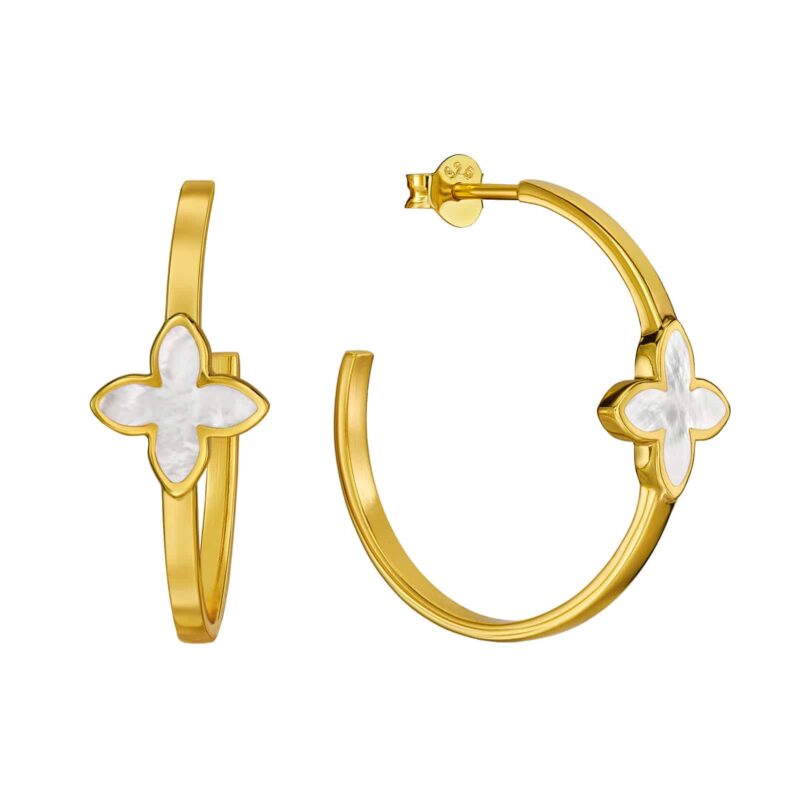 Halbcreolen „Coslada“ aus 925 Sterling Silber, goldplattiert, mit Perlmutt