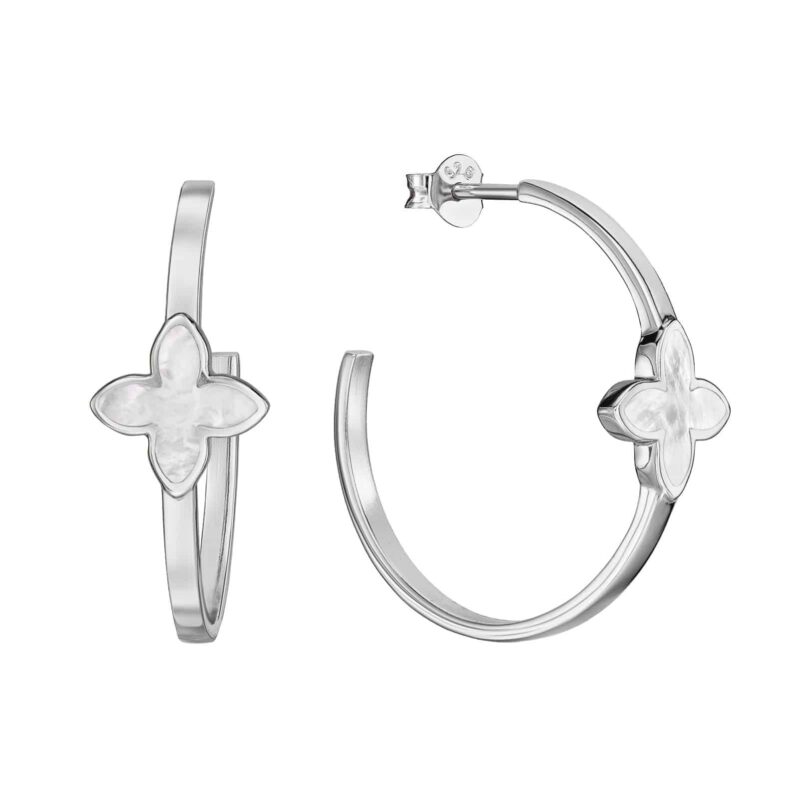 Halbcreolen „Coslada“ aus 925 Sterling Silber mit Perlmutt