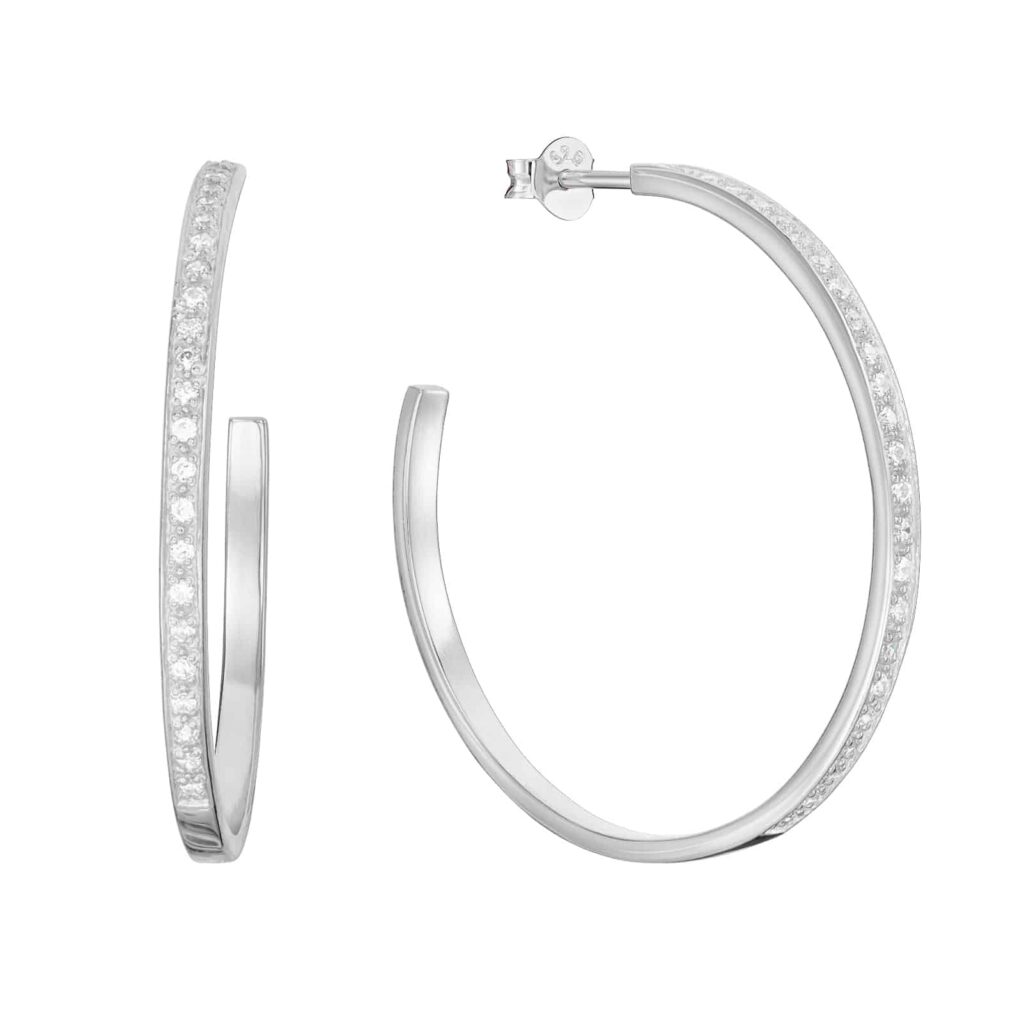 Halbcreolen „Eternity“ aus 925er Sterling Silber mit weißen Zirkonia