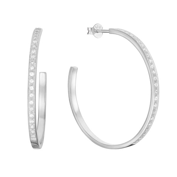 Halbcreolen „Eternity“ aus 925er Sterling Silber mit weißen Zirkonia