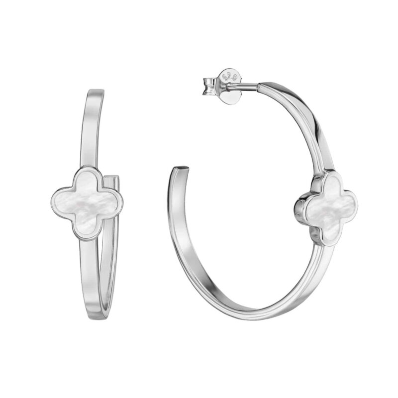 Halbcreolen „New York“ mit Perlmutt aus 925er Sterling Silber