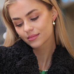 Alternative view of Ohrringe Halbcreolen New York Perlmutt 925 Sterling Silber goldplattiert