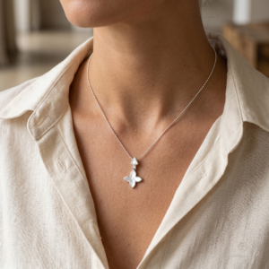 Kette „Coslada Geo“ mit Perlmutt & Zirkonia aus 925er Sterling Silber