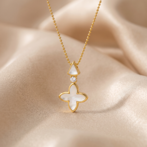 Kette „Coslada Geo“ mit Perlmutt & Zirkonia aus 925er Sterling Silber, goldplattiert