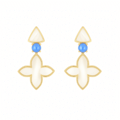 Ohrringe Coslada Geo Perlmutt blauer Opal 925 Sterling Silber goldplattiert