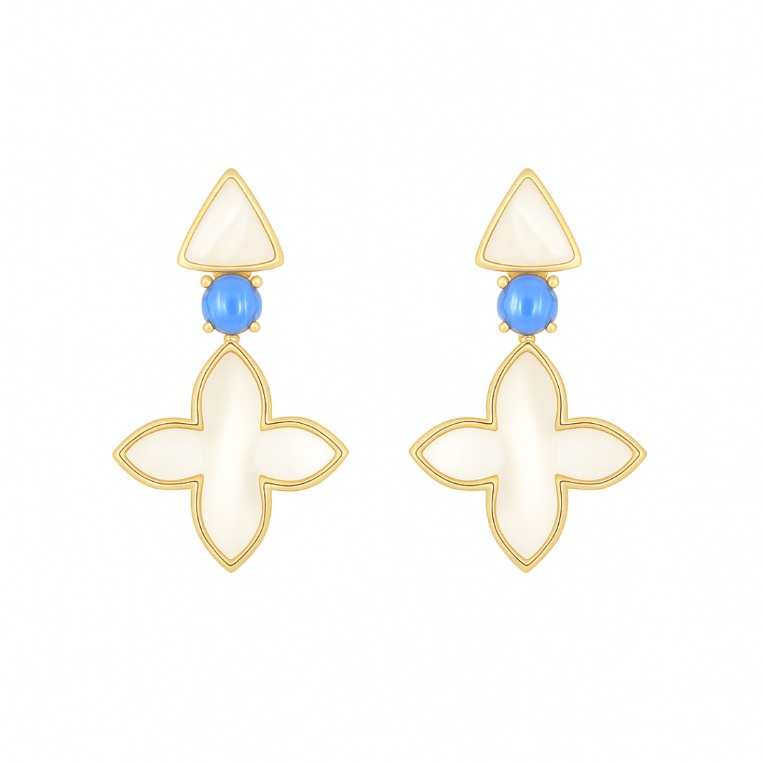 Ohrringe Coslada Geo Perlmutt blauer Opal 925 Sterling Silber goldplattiert