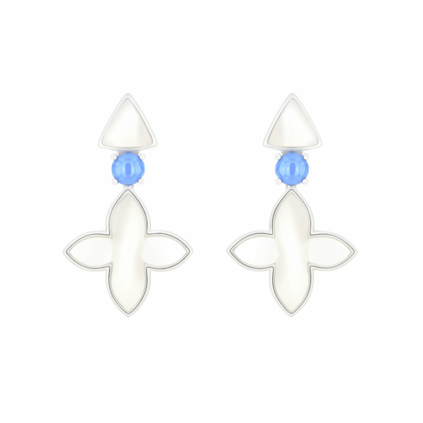 Ohrringe „Coslada Geo“ mit Perlmutt & blauem Opal aus 925er Sterling Silber