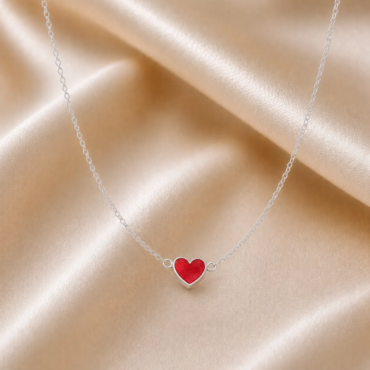 Kette "Hollywood" aus 925 Sterling Silber mit Korallenrot