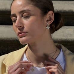 Kette Coslada Geo Perlmutt Zirkonia 925 Sterling Silber goldplattiert