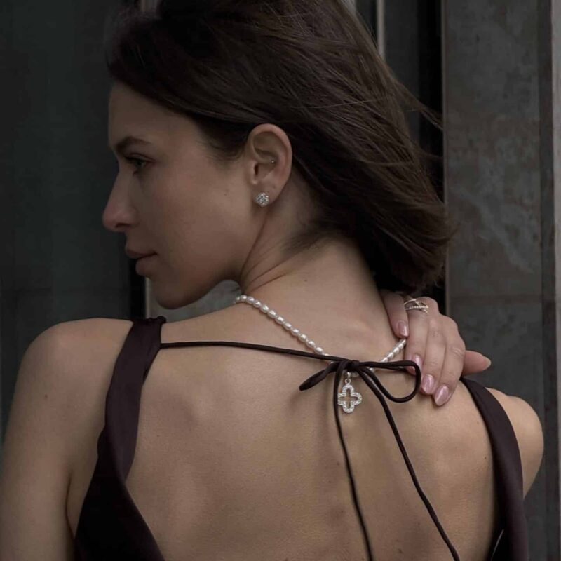 Kugelkette „Rubina“ mit Süßwasserperlen aus 925er Sterling Silber