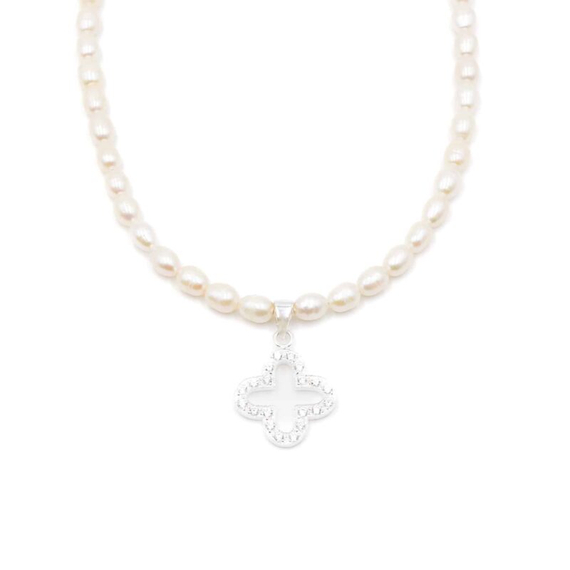 Alternative view of Kugelkette „Rubina“ mit Süßwasserperlen aus 925er Sterling Silber