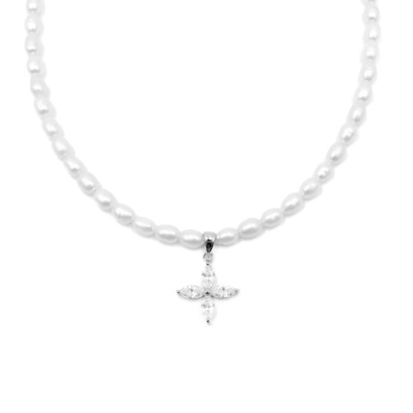 Kugelkette „Eleni“ mit Süßwasserperlen aus 925er Sterling Silber