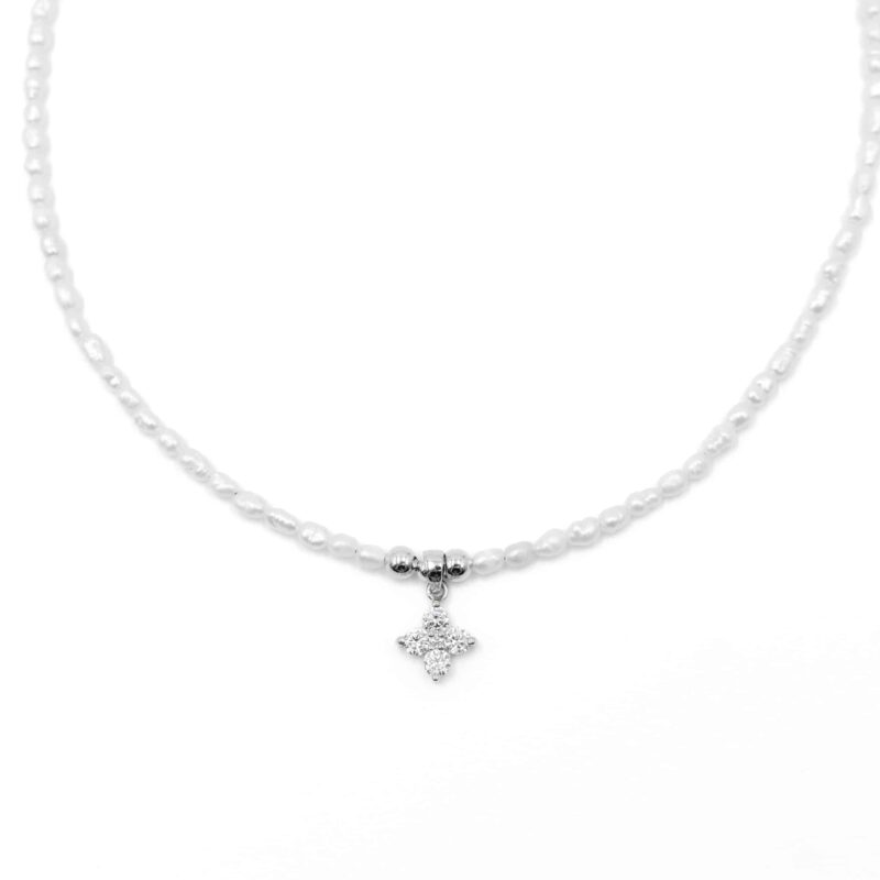 Kugelkette „Lore“ mit Süßwasserperlen aus 925er Sterling Silber