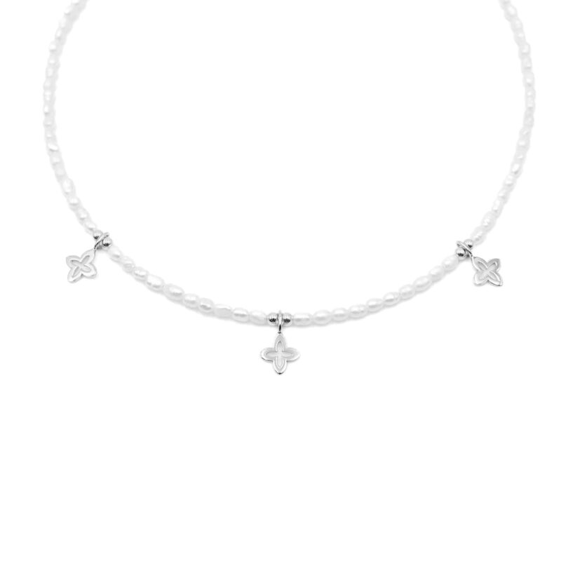 Mini-Kugelkette „Coslada“ mit 3er-Anhänger aus Süßwasserperlen aus 925er Sterling Silber