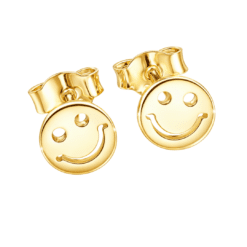 Smiley-Ohrstecker aus 925er Sterling Silber, glanzvoll goldplattiert