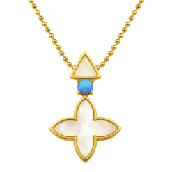 Kette Coslada Geo Perlmutt blauer Opal 925 Sterling Silber goldplattiert