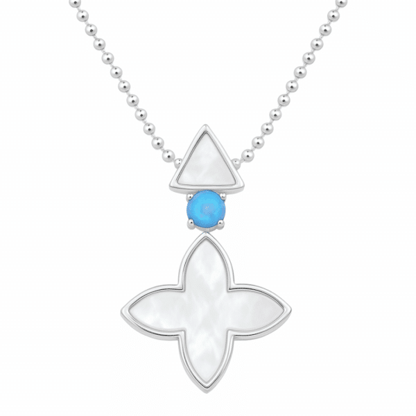 Kette „Coslada Geo“ mit Perlmutt & blauem Opal aus 925er Sterling Silber