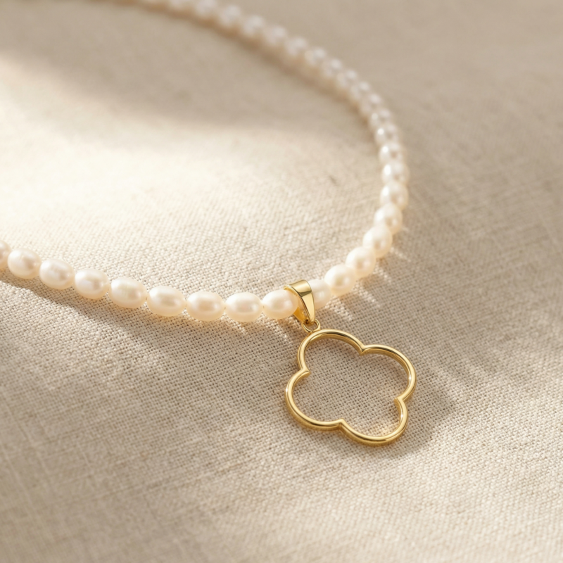 Mini-Kugelkette „Columbiana“ mit Süßwasserperlen aus 925er Sterling Silber, goldplattiert