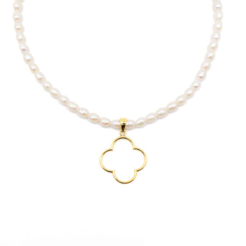 Mini-Kugelkette „Columbiana“ mit Süßwasserperlen aus 925er Sterling Silber, goldplattiert