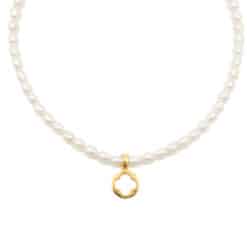 Paros Kugelkette Süsswasserperlen mit 925 Sterling Silber goldplattiert