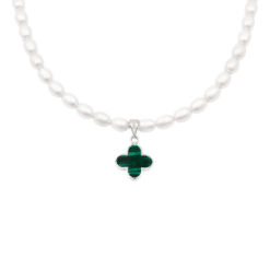 New York Malachit Kugelkette Süsswasserperlen mit 925 Sterling Silber