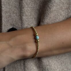 Beadsarmband Luma Edelstein mit 925 Sterling Silber goldplattiert