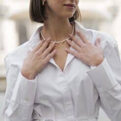 Alternative view of Coslada Kugelkette Süsswasserperlen mit 925 Sterling Silber goldplattiert