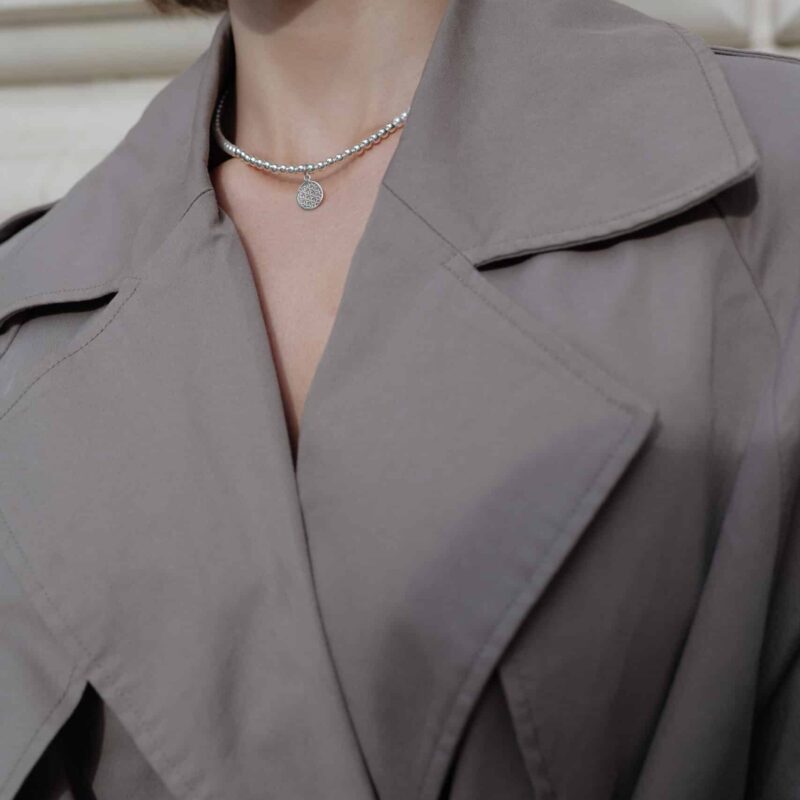 Kugelkette „Alexa“ mit Muschelkernperlen aus 925er Sterling Silber